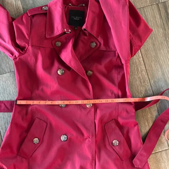 Talbots Classic red lined double breasted lightweight trench coat size 12 - Picture 7 of 10